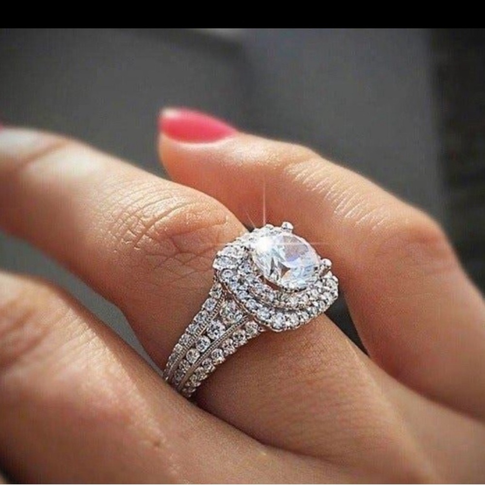 925 stamped White Gold Polished Ring- Sz 6,7,8,9